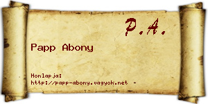 Papp Abony névjegykártya